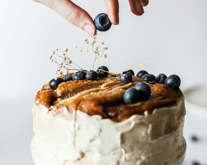 Blueberry Vanilla Cake with Cream Cheese Frosting